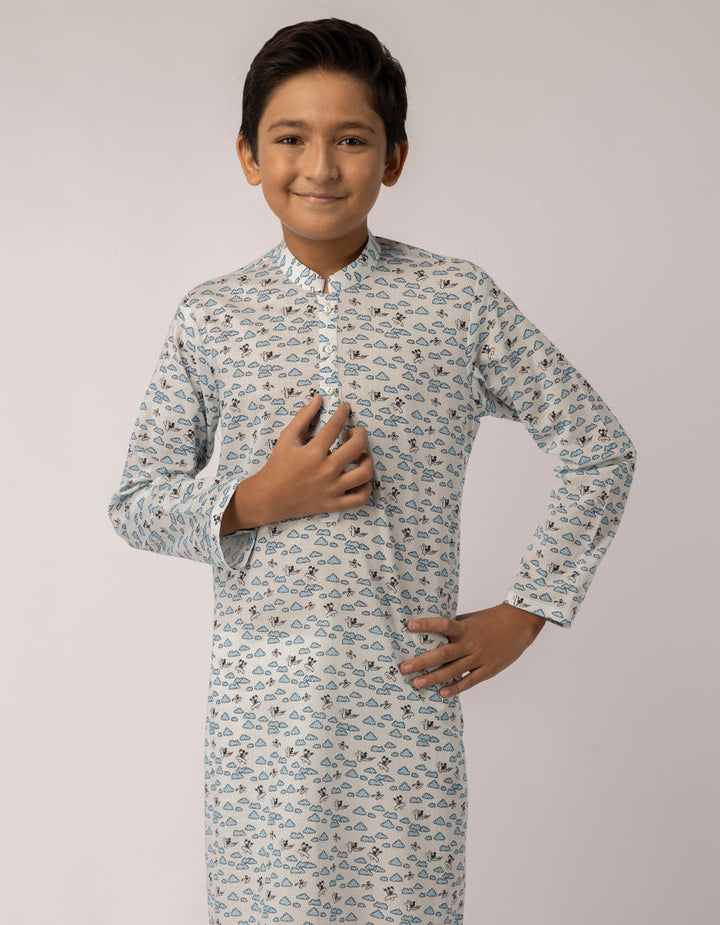 Cotton Sky Blue Kurta - J. Junaid Jamshed