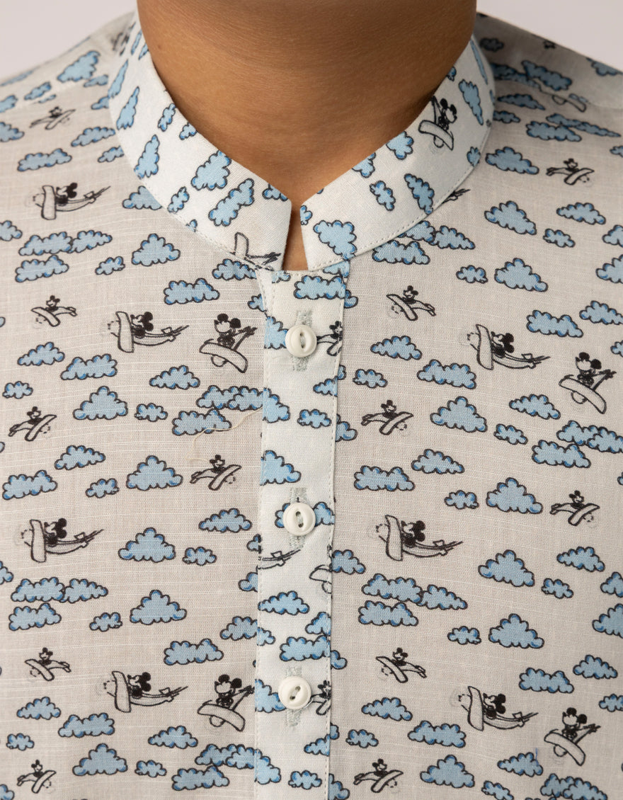 Cotton Sky Blue Kurta - J. Junaid Jamshed