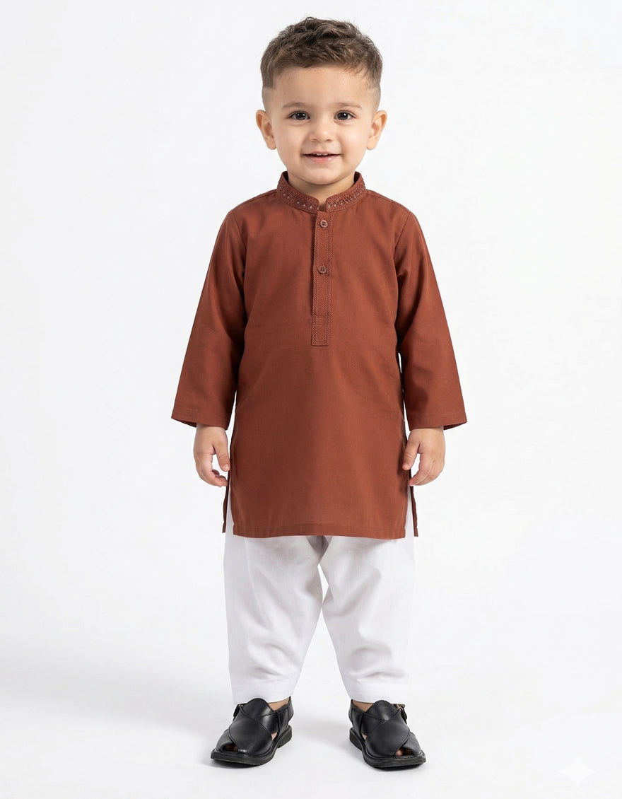 Blended Light Brown Shalwar Kameez - J. Junaid Jamshed