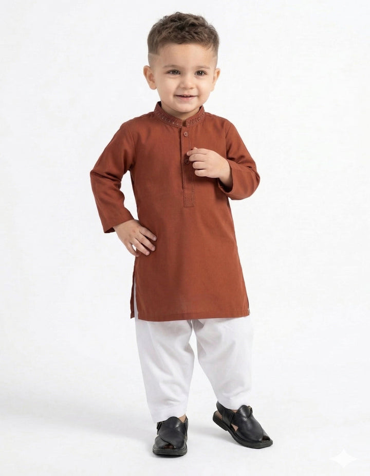 Blended Light Brown Shalwar Kameez - J. Junaid Jamshed