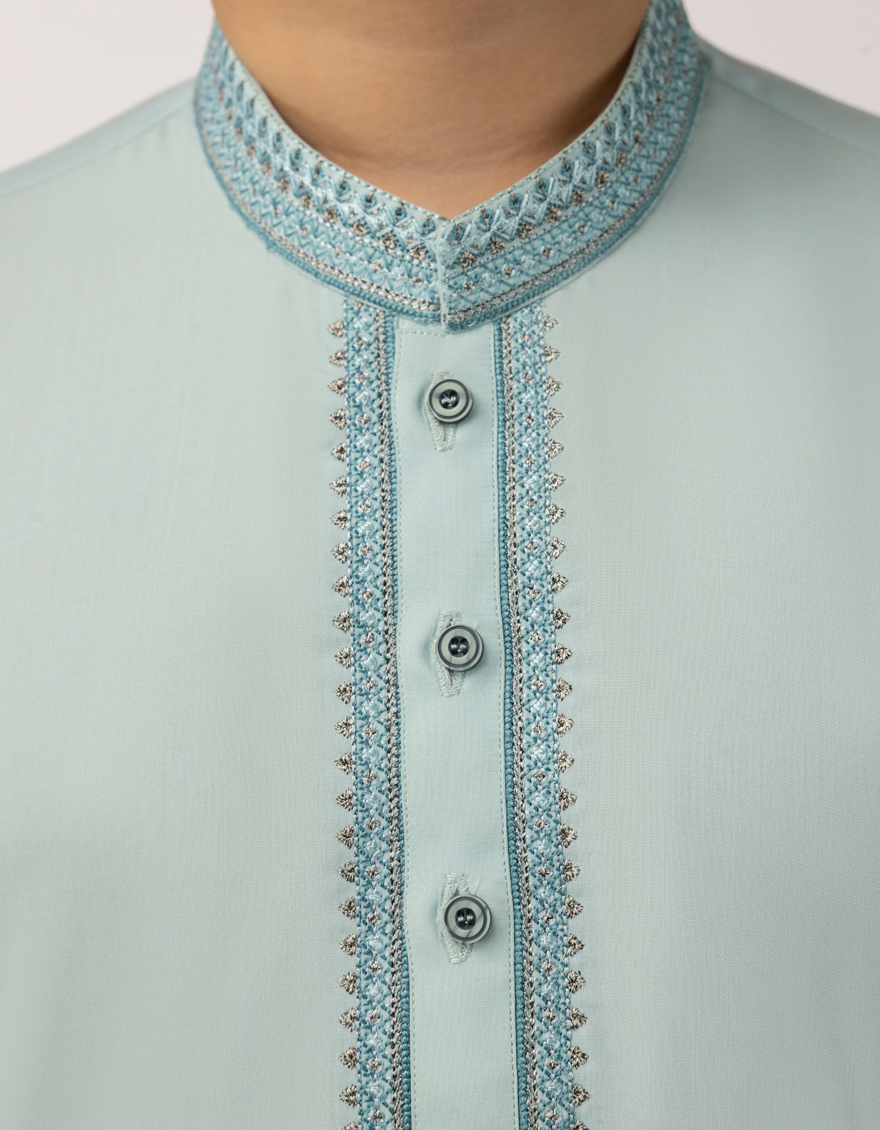 Blended Sky Blue Kurta - J. Junaid Jamshed