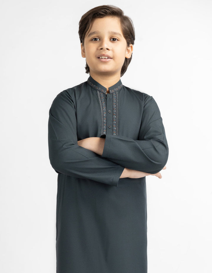 Blended Deep Green Shalwar Kameez - J. Junaid Jamshed