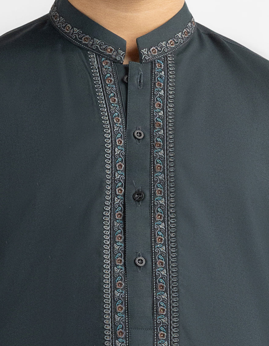 Blended Deep Green Shalwar Kameez - J. Junaid Jamshed