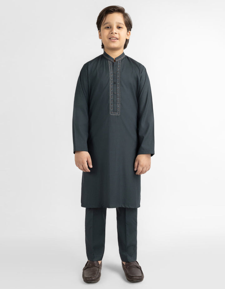 Blended Deep Green Shalwar Kameez - J. Junaid Jamshed