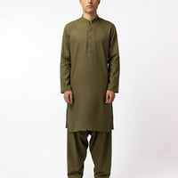 Blended Mehndi Green Shalwar Kameez - J. Junaid Jamshed