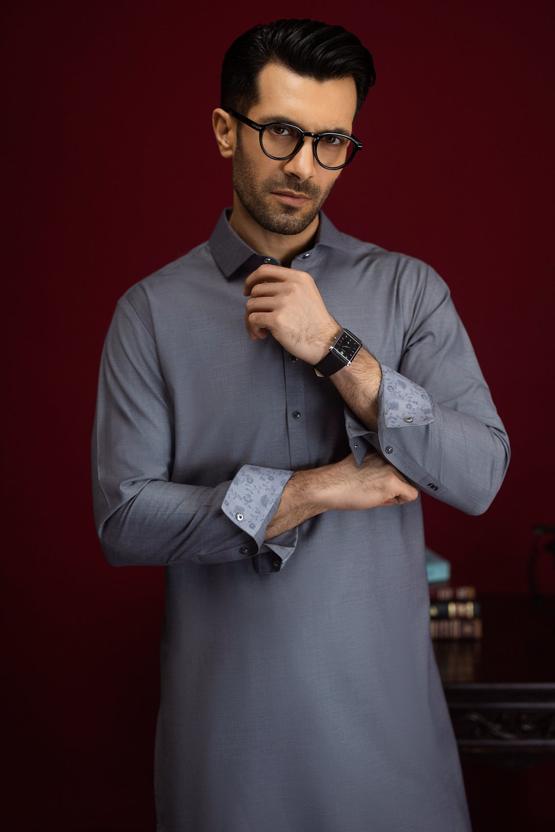 Blended Light Grey Shalwar Kameez - J. Junaid Jamshed