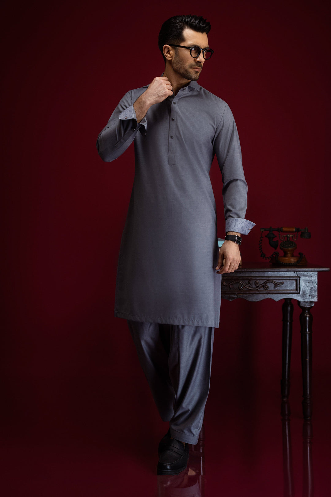 Blended Light Grey Shalwar Kameez - J. Junaid Jamshed