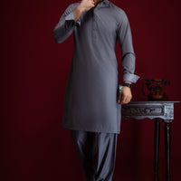 Blended Light Grey Shalwar Kameez - J. Junaid Jamshed