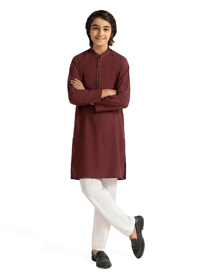 Blended Maroon Kurta Trouser - J. Junaid Jamshed