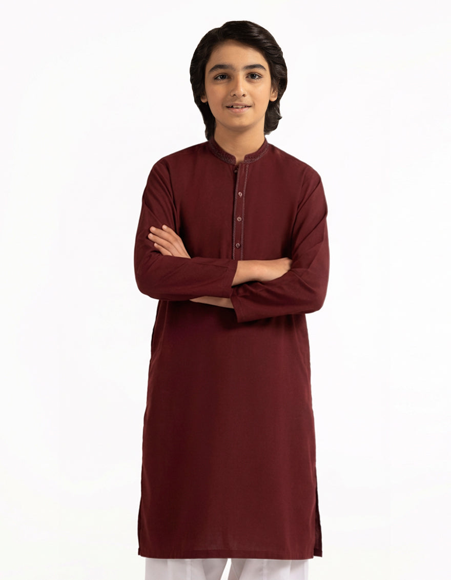 Blended Maroon Kurta Trouser - J. Junaid Jamshed