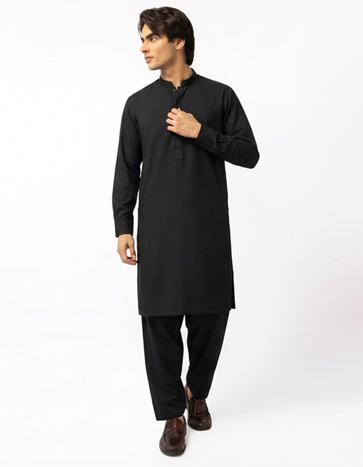 Blended Black Shalwar Kameez - J. Junaid Jamshed
