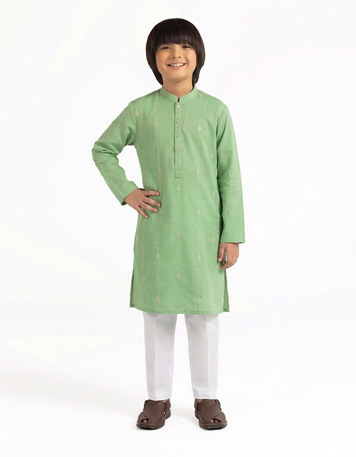 Cotton Light Green Kurta - J. Junaid Jamshed