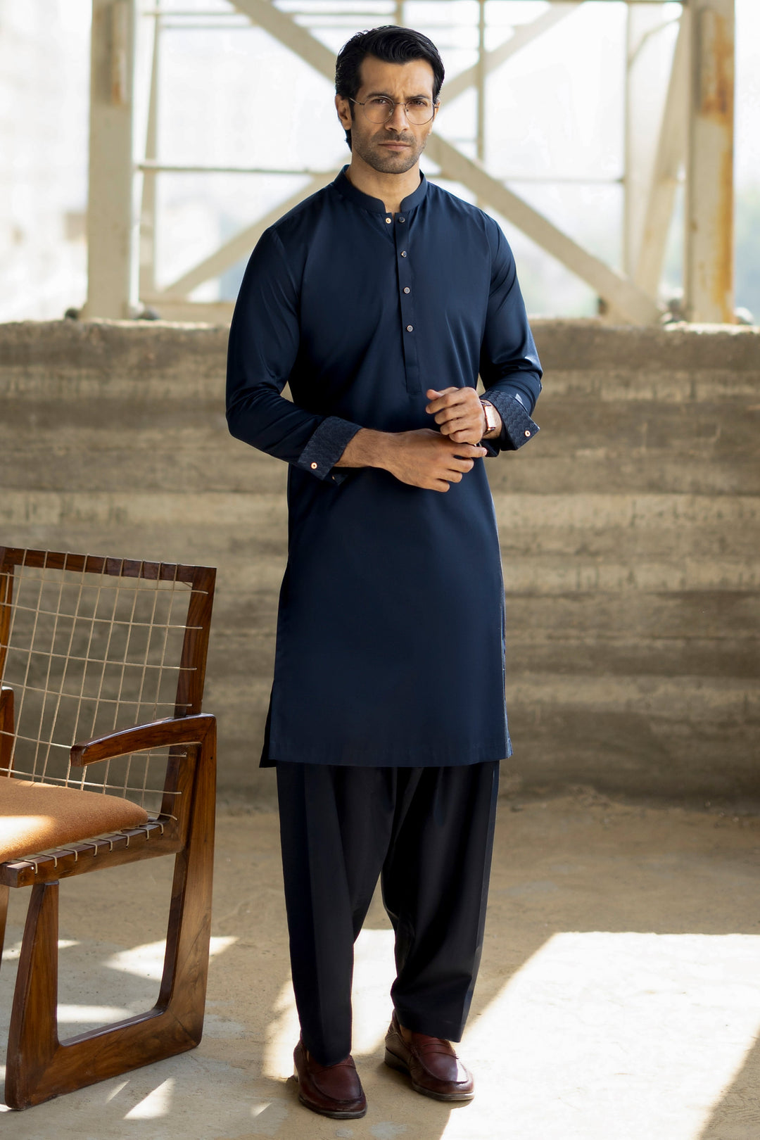Cotton Navy Shalwar Kameez - Cast & Crew