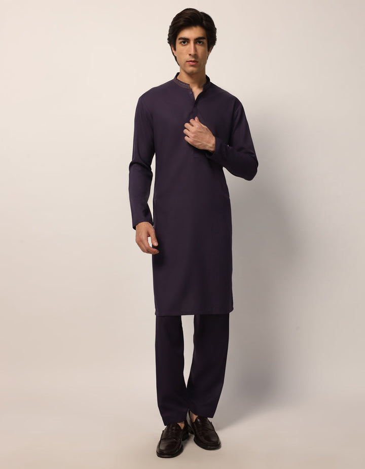 Blended Purple Kurta Trouser - J. Junaid Jamshed