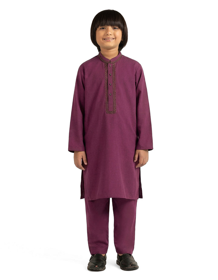 Blended Light Purple Kurta Trouser - J. Junaid Jamshed