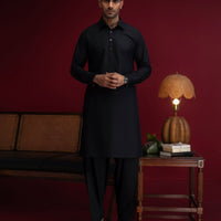 Blended Black Shalwar Kameez - J. Junaid Jamshed