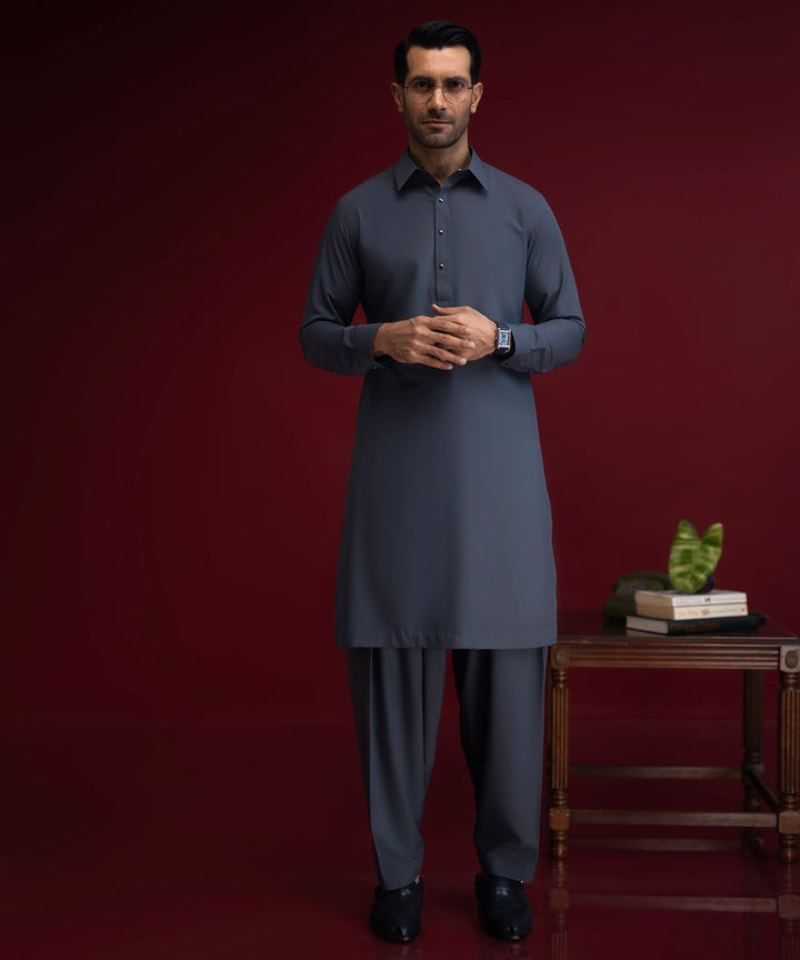 Blended Marled Blue Shalwar Kameez - Cast & Crew