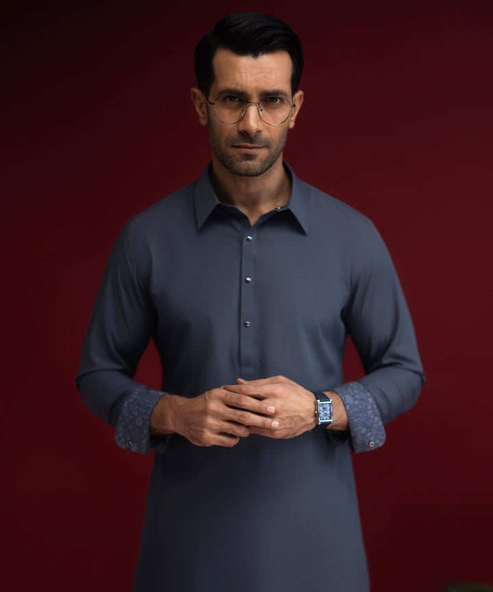 Blended Marled Blue Shalwar Kameez - Cast & Crew