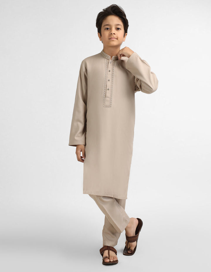 Blended Sand Kurta Trouser - J. Junaid Jamshed