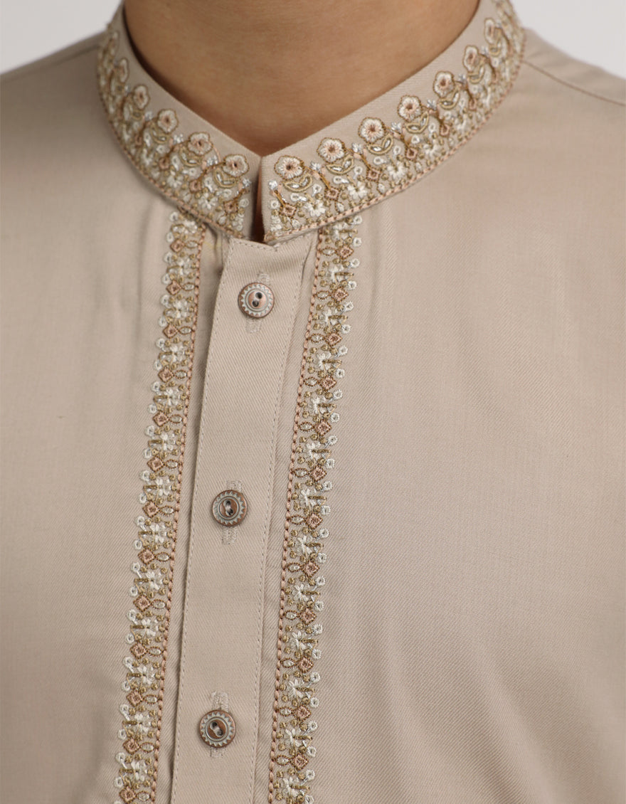 Blended Sand Kurta Trouser - J. Junaid Jamshed
