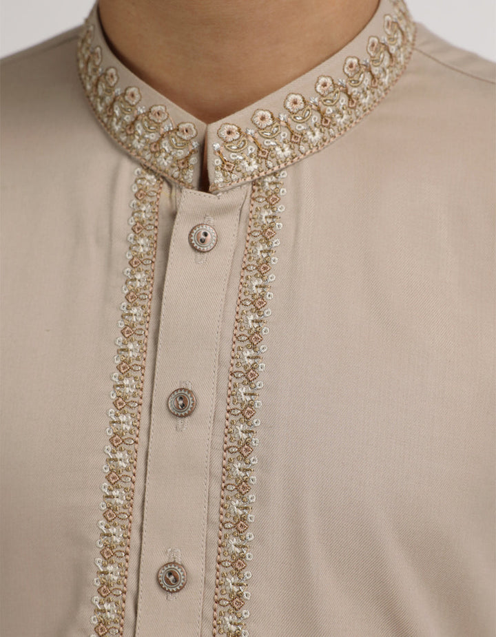 Blended Sand Kurta Trouser - J. Junaid Jamshed