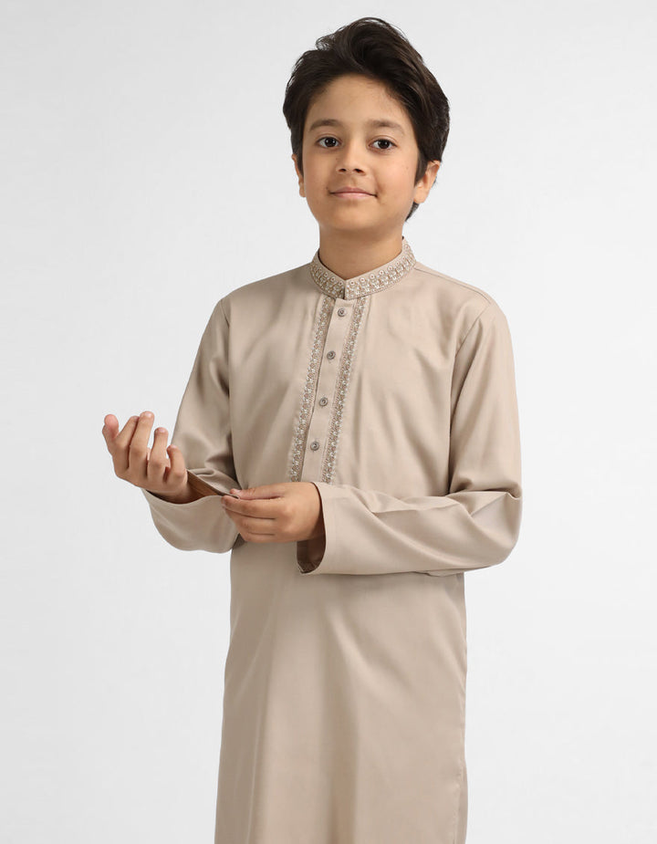 Blended Sand Kurta Trouser - J. Junaid Jamshed