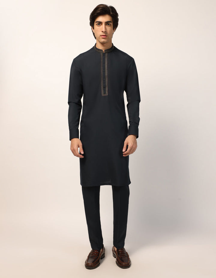 Polyester Black Kurta Trouser - J. Junaid Jamshed