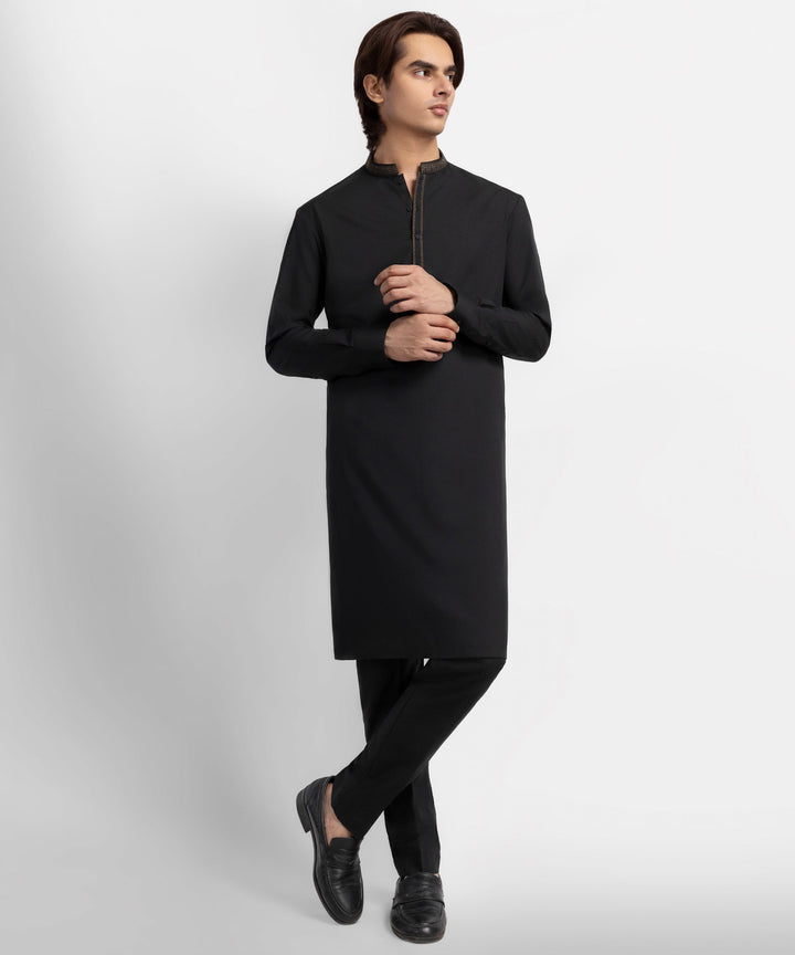 Blended Black Kurta Trouser - J. Junaid Jamshed