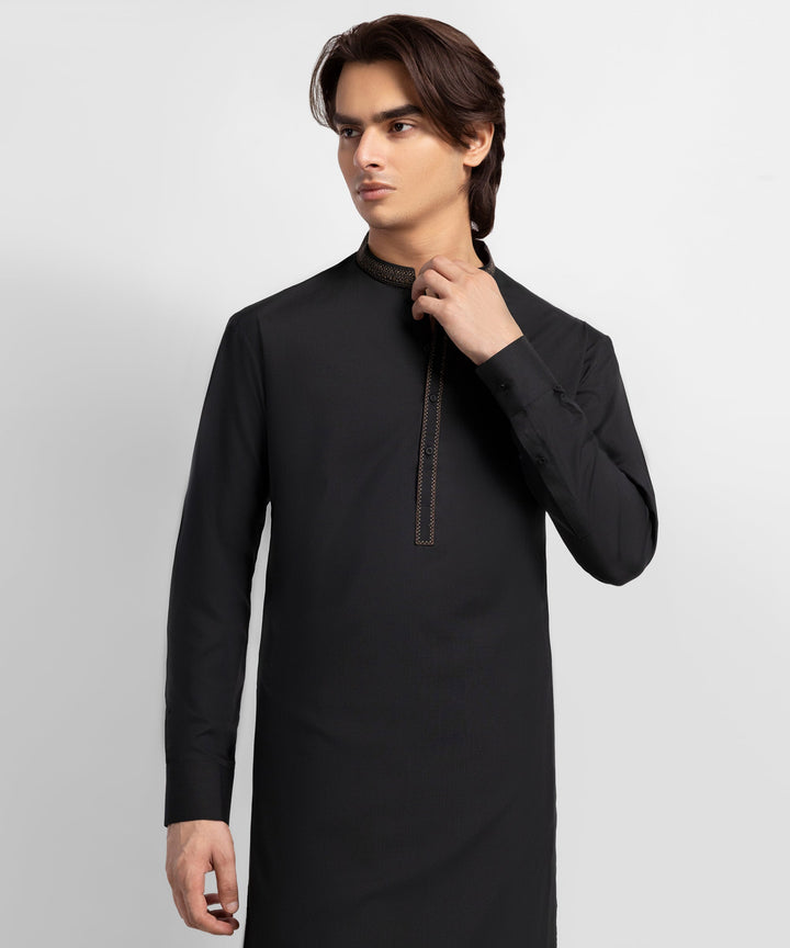 Blended Black Kurta Trouser - J. Junaid Jamshed