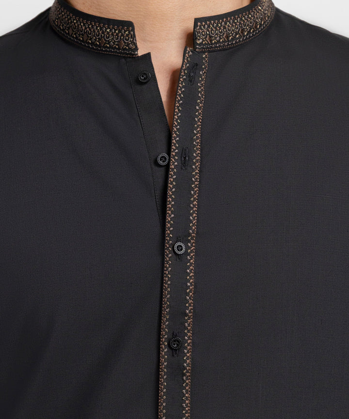 Blended Black Kurta Trouser - J. Junaid Jamshed