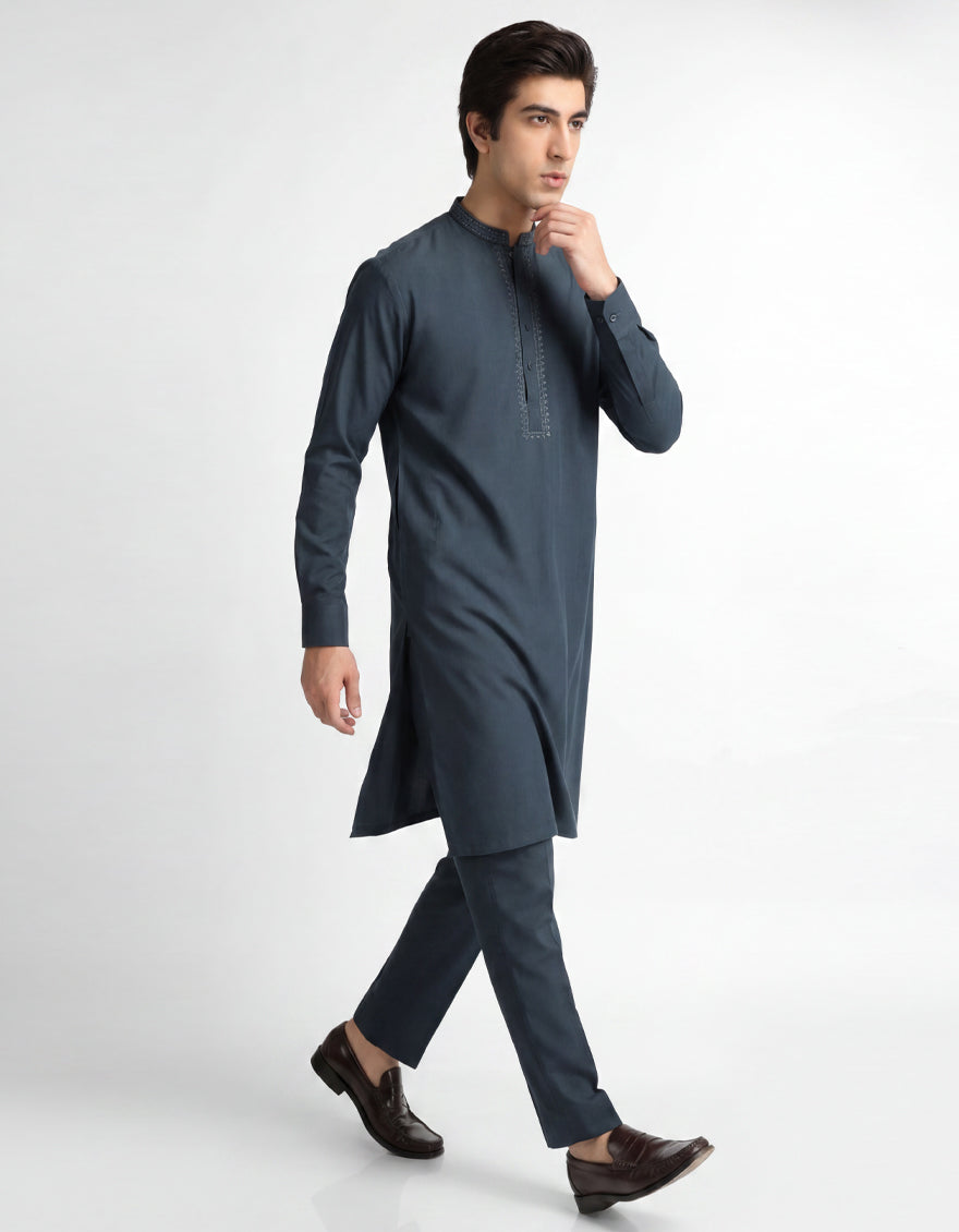 Blended Dark Green Kurta Trouser - J. Junaid Jamshed