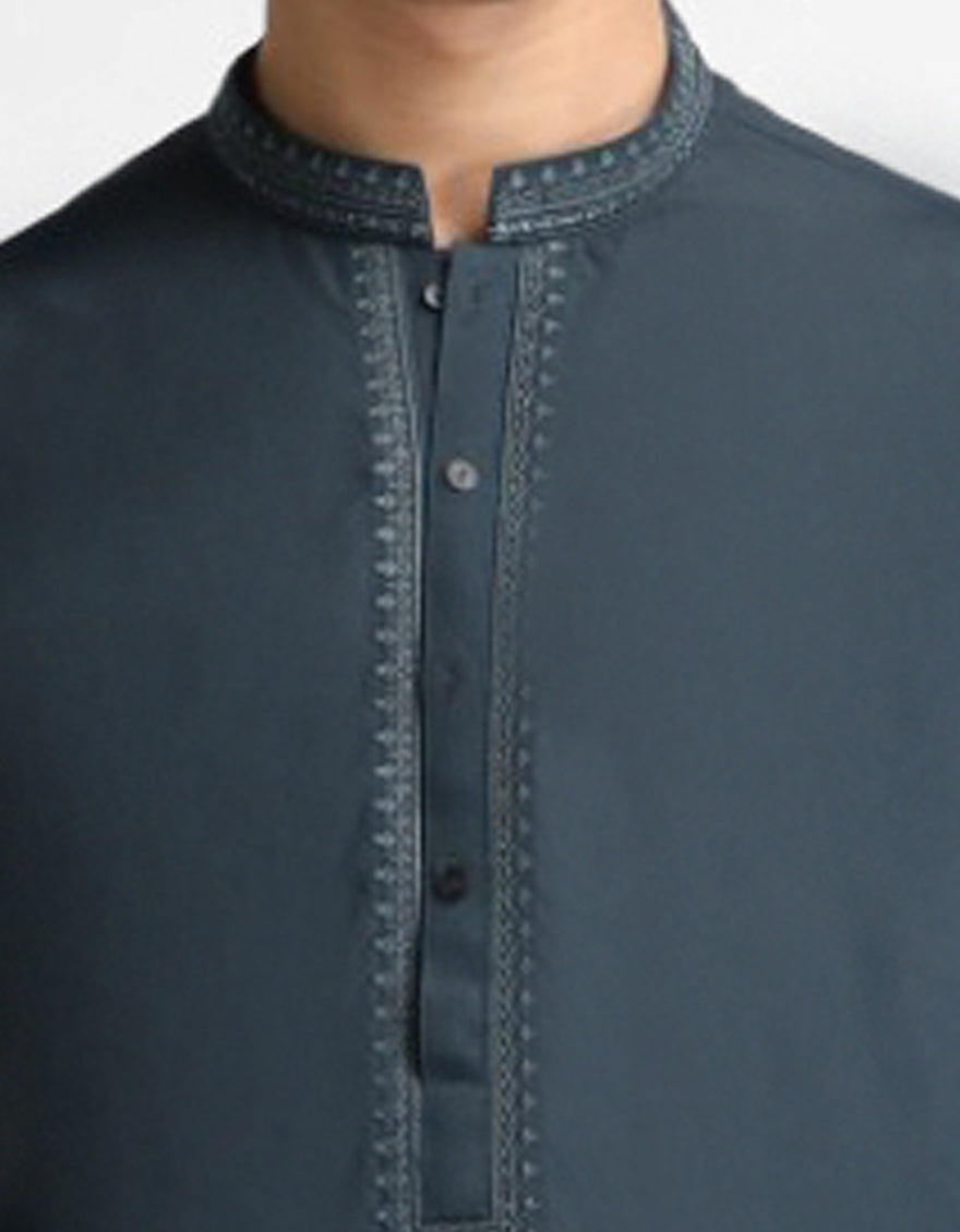 Blended Dark Green Kurta Trouser - J. Junaid Jamshed