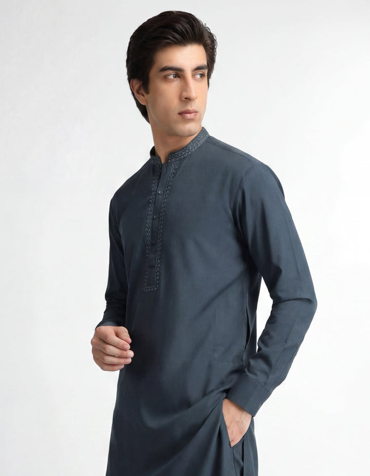Blended Dark Green Kurta Trouser - J. Junaid Jamshed