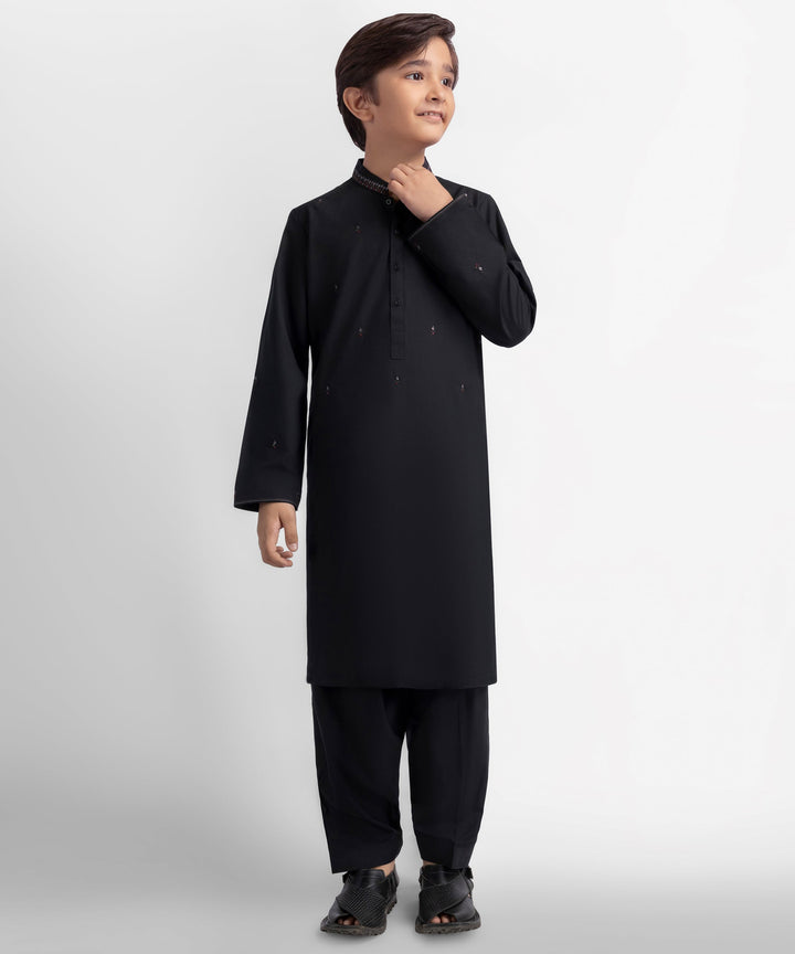 Blended Black Shalwar Kameez - J. Junaid Jamshed