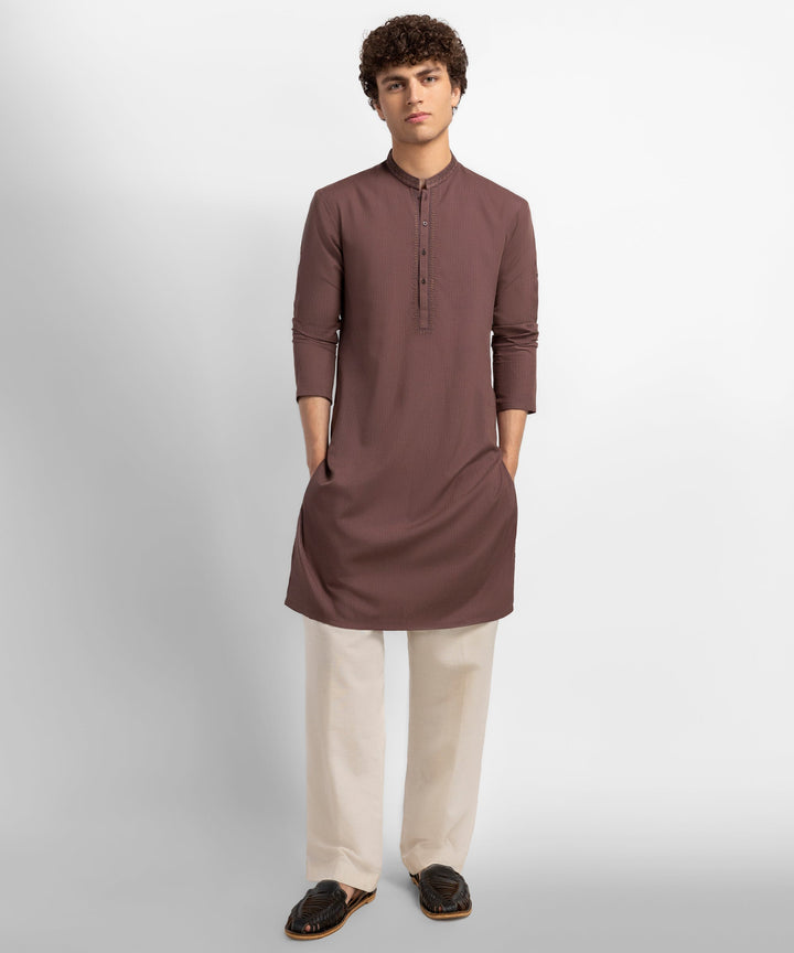 Blended Brown Kurta - J. Junaid Jamshed