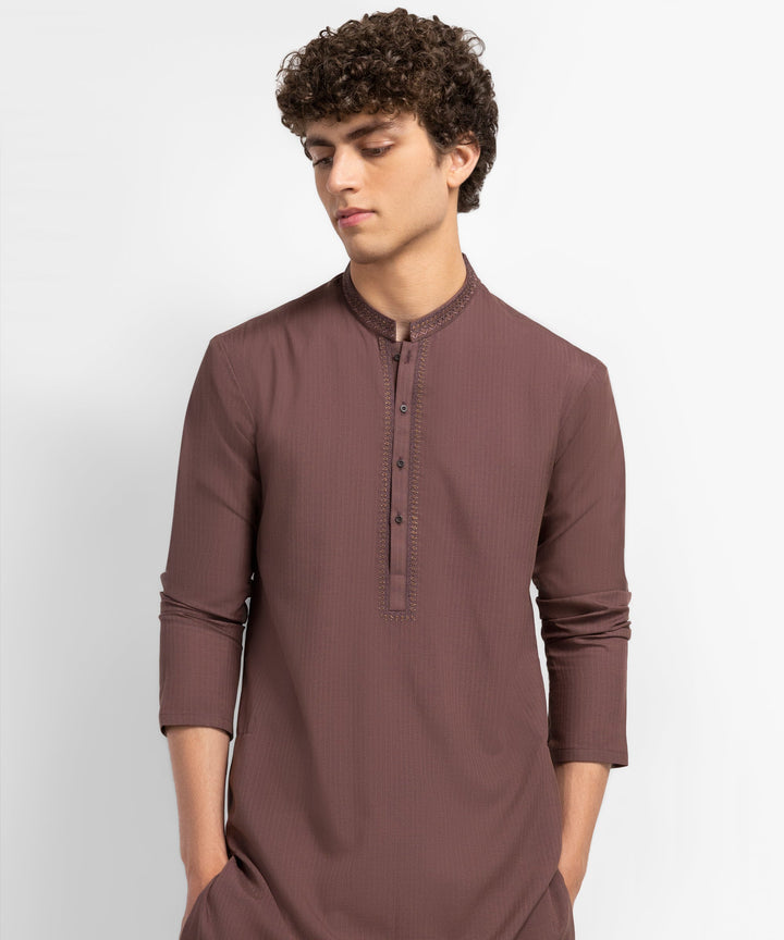 Blended Brown Kurta - J. Junaid Jamshed