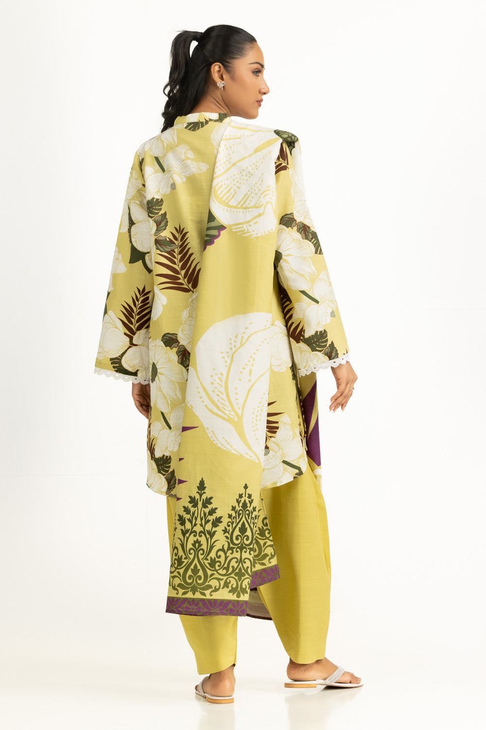 Corduroy Printed Yellow Stitched Suit - Gul Ahmed