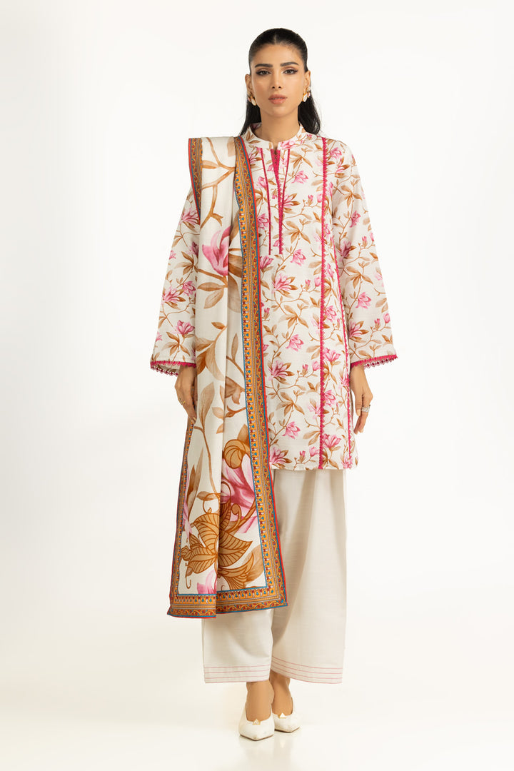 Corduroy Printed Off White Stitched Suit - Gul Ahmed