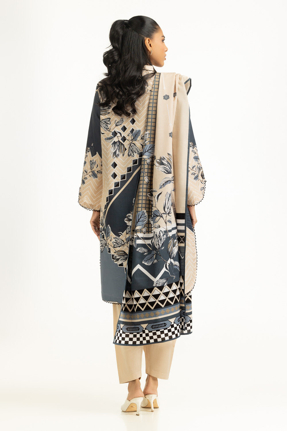 Khaddar Printed Beige Stitched Suit - Gul Ahmed