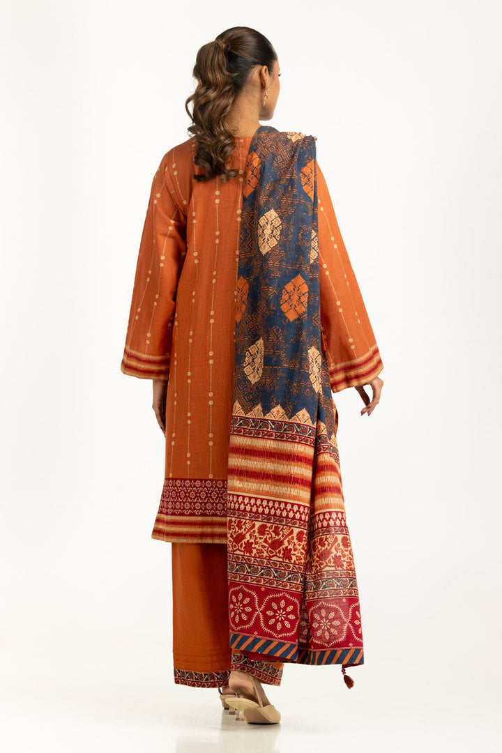 Khaddar Printed Mustard Stitched Suit - Gul Ahmed