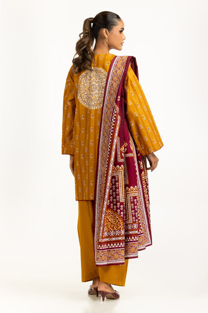 Khaddar Printed Mustard Stitched Suit - Gul Ahmed