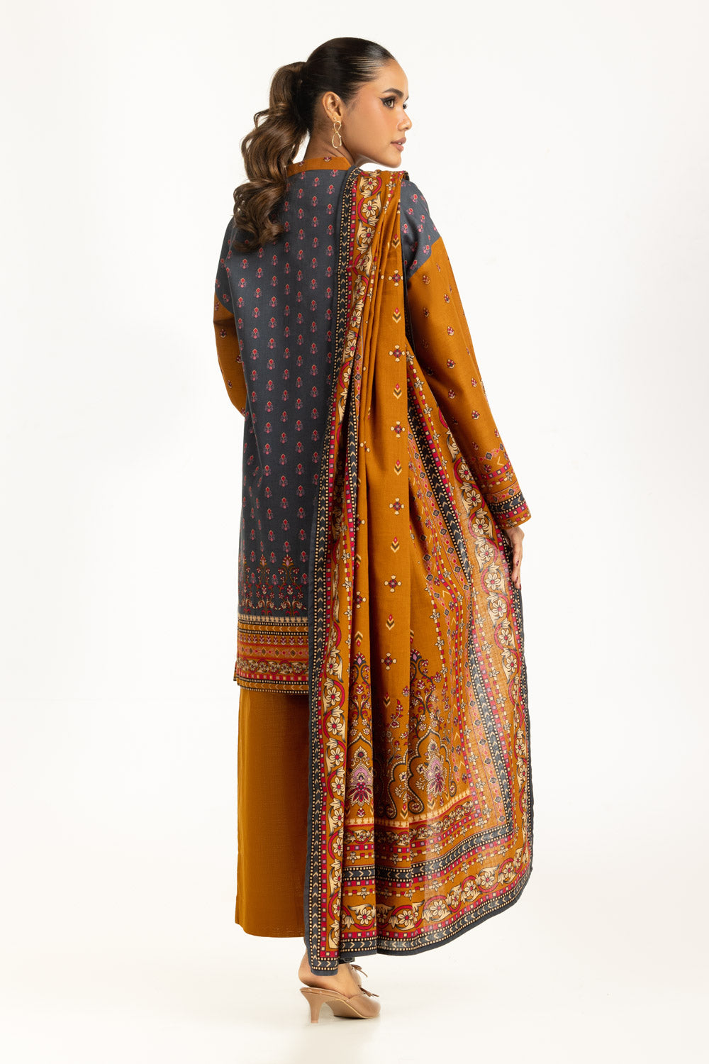 Khaddar Mustard Stitched Suit - Gul Ahmed