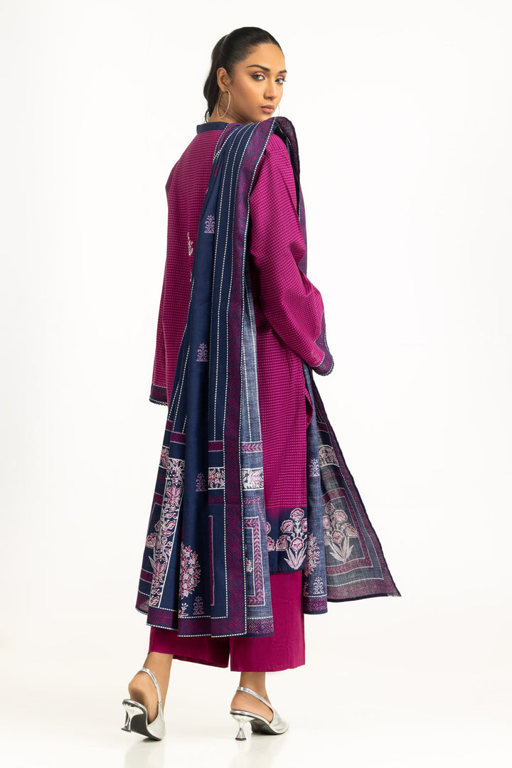 Khaddar Printed Magenta Stitched Suit - Gul Ahmed