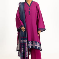 Khaddar Printed Magenta Stitched Suit - Gul Ahmed