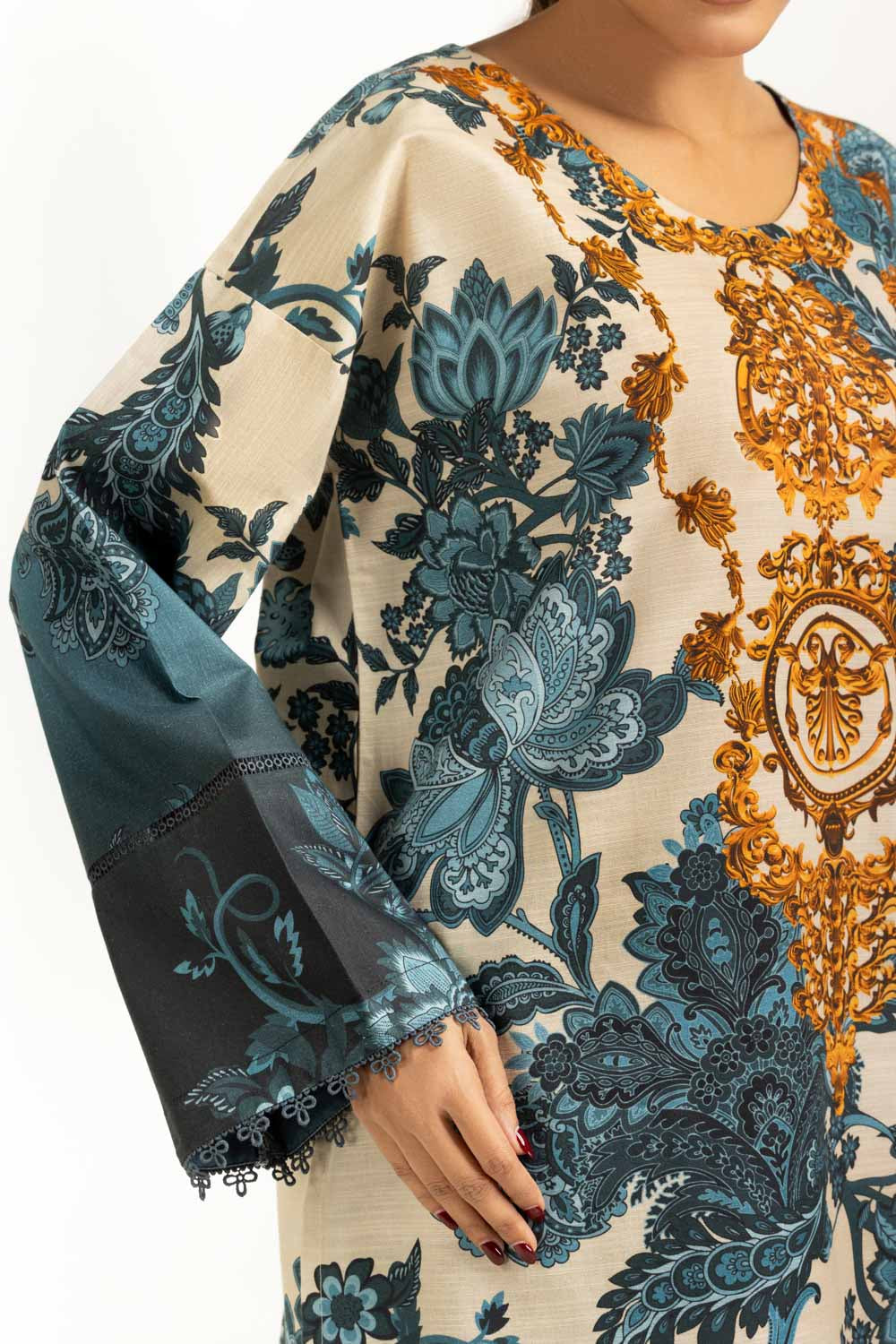 Khaddar Printed Off White Stitched Suit - Gul Ahmed