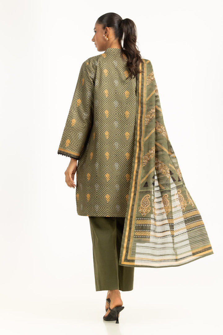 Khaddar Printed Green Stitched Suit - Gul Ahmed