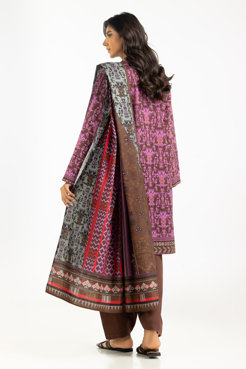 Khaddar Printed Brown Stitched Suit - Gul Ahmed