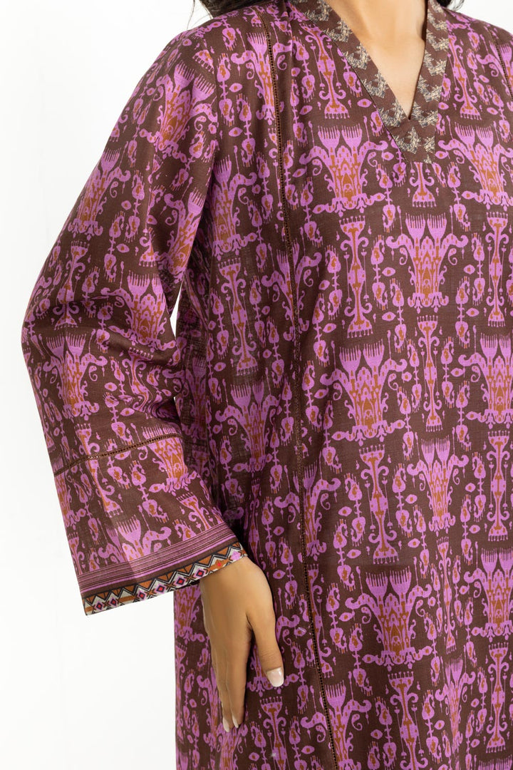 Khaddar Printed Brown Stitched Suit - Gul Ahmed