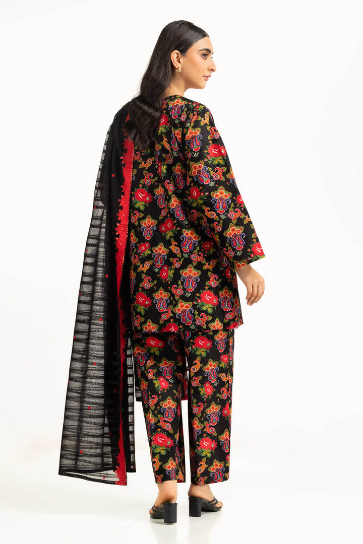Khaddar Printed Black Stitched Suit - Gul Ahmed