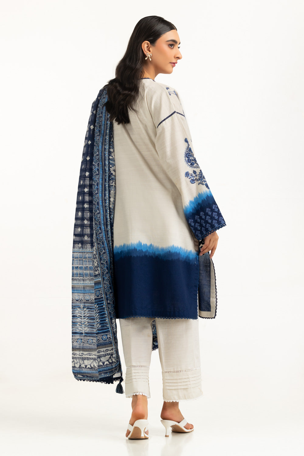 Khaddar Printed Off White Stitched Suit - Gul Ahmed